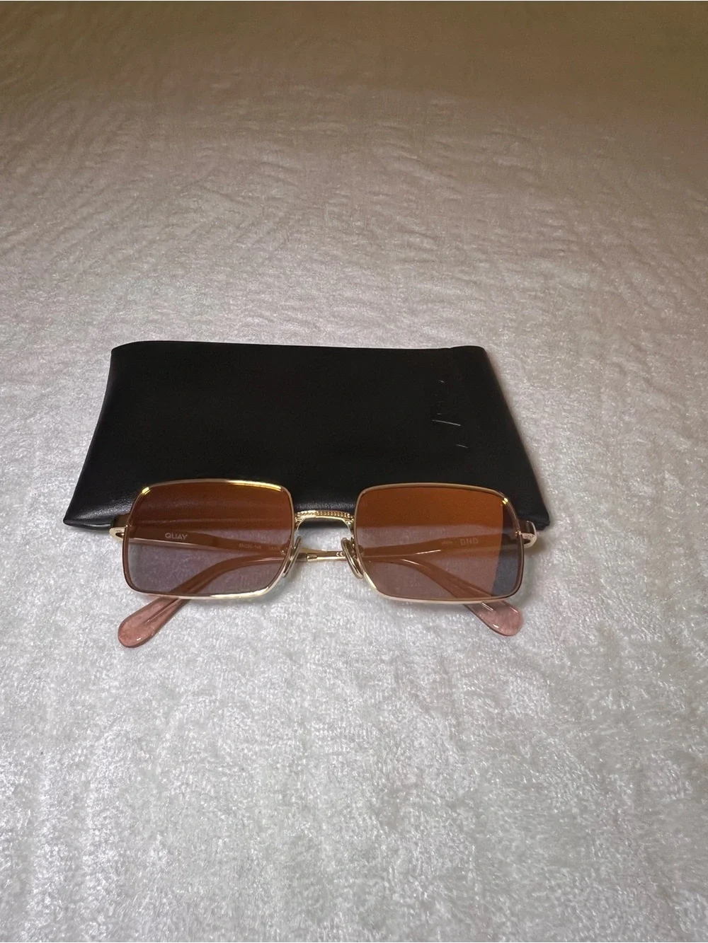 Quay Australia Gold Frame Brown Lens Rectangular Men’s Sunglasses